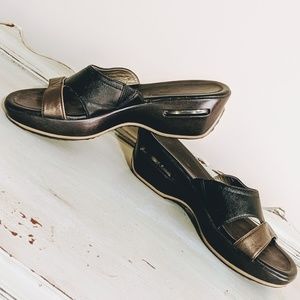 COLE HAAN Nike G-series Black Pewter wedge sandals